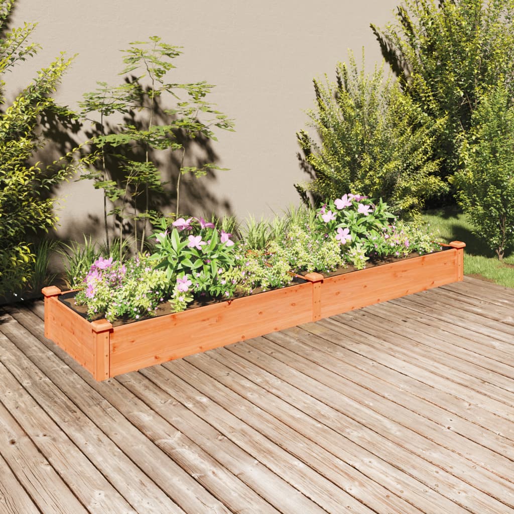 vidaXL Záhr. vyvýšený záhon s vložkou hnedý 240x60x25cm masívna jedľa