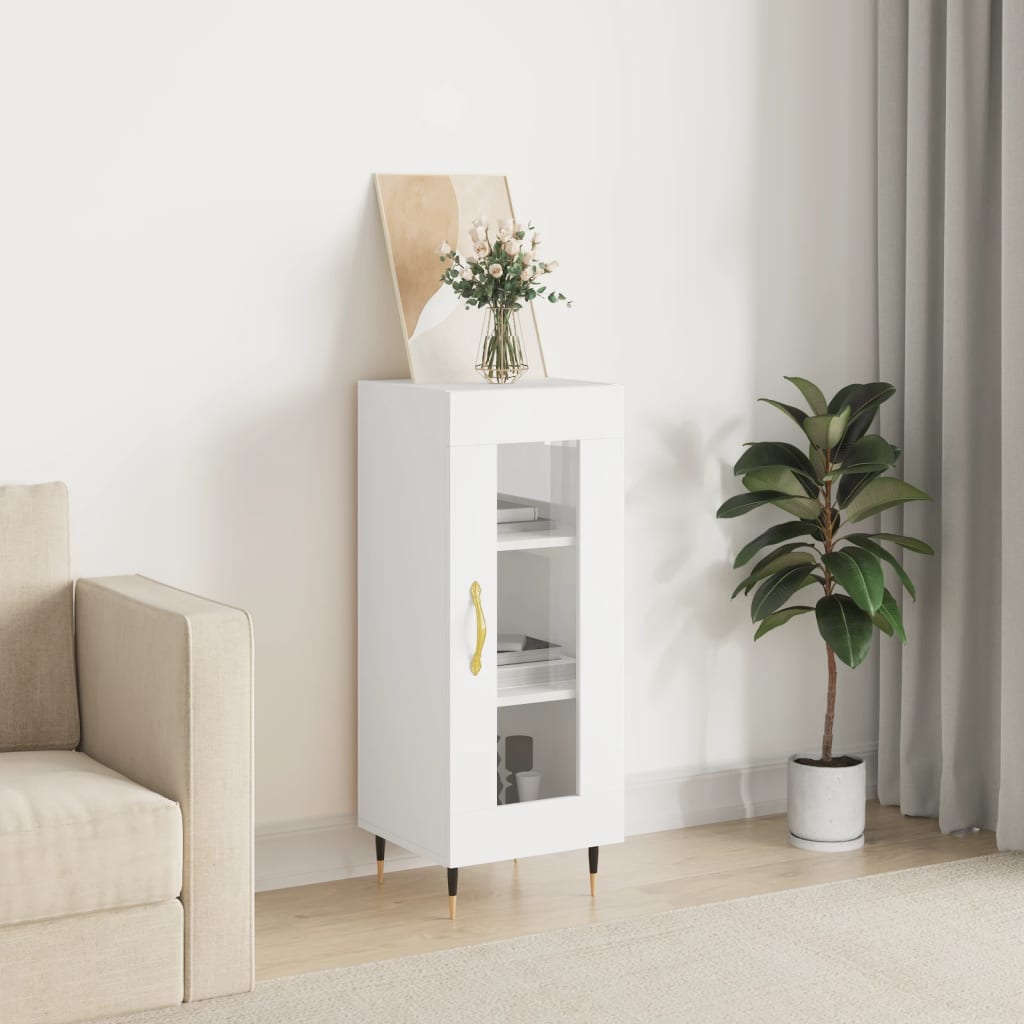 vidaXL Komoda biela 34,5x34x90 cm spracované drevo