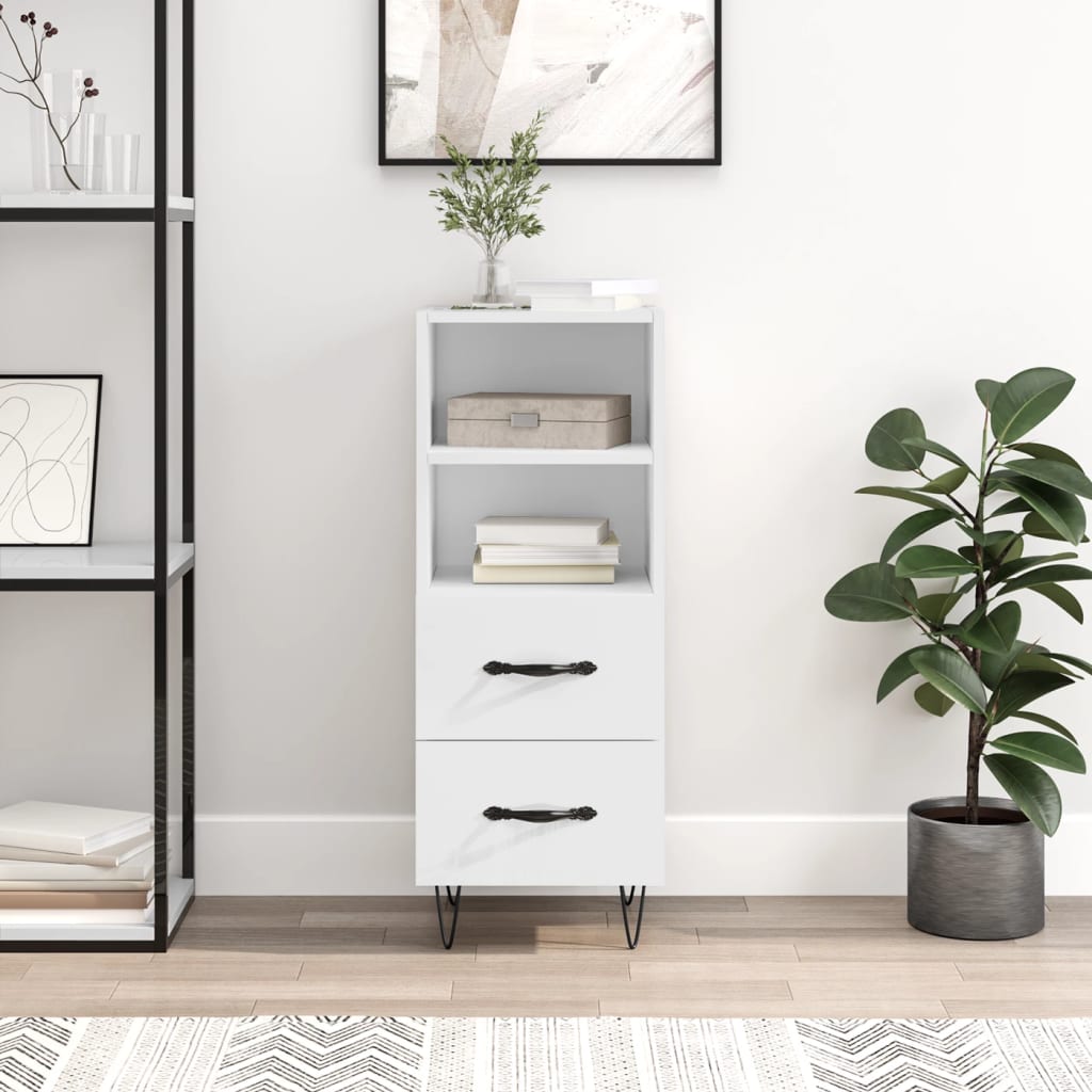 vidaXL Komoda lesklá biela 34,5x34x90 cm spracované drevo