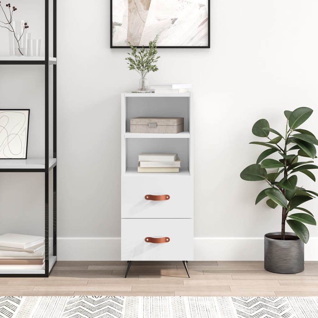vidaXL Komoda lesklá biela 34,5x34x90 cm spracované drevo