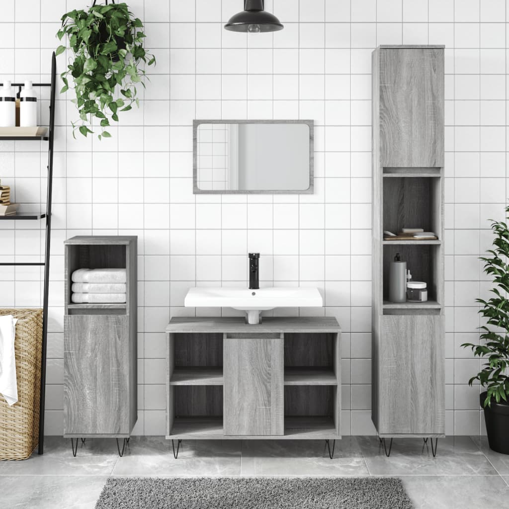 vidaXL Kúpeľňová skrinka sivý dub sonoma 80x33x60 cm kompozitné drevo