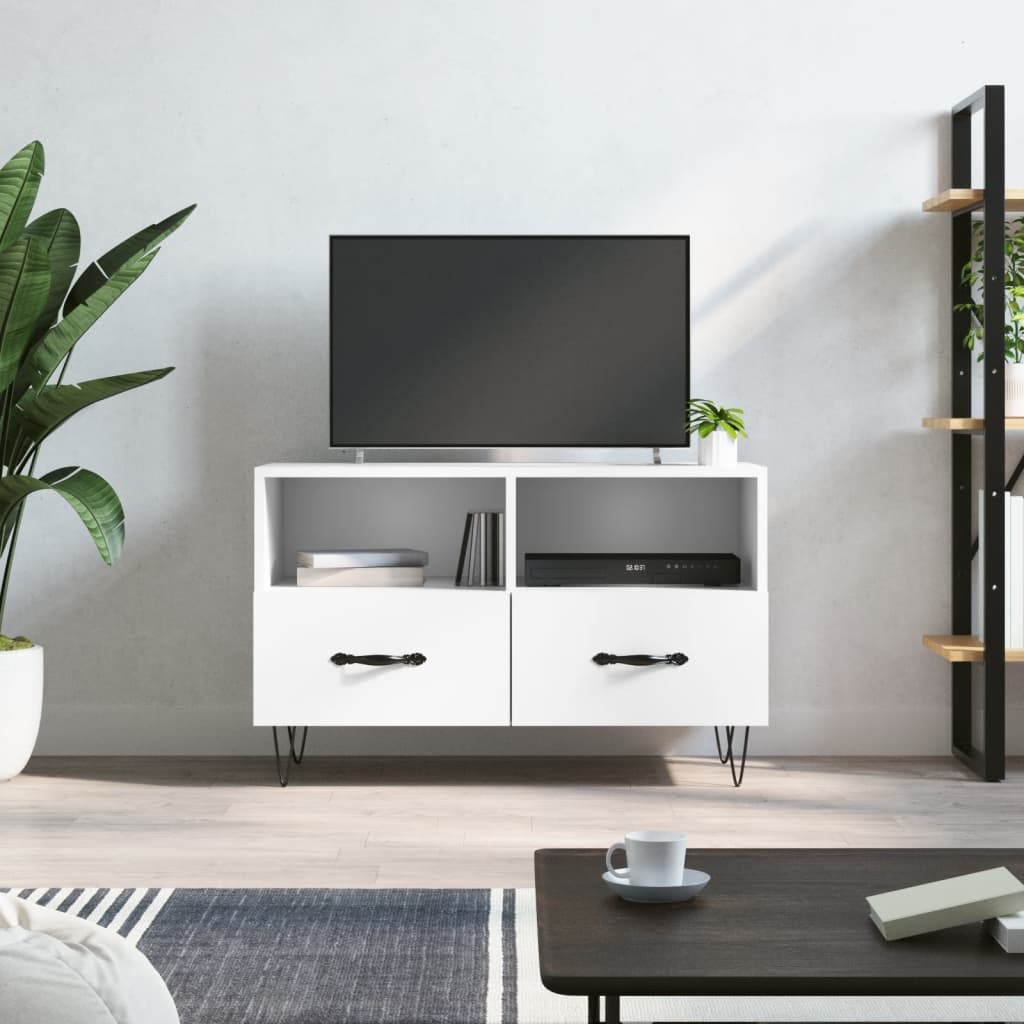 vidaXL TV skrinka biela 80x36x50 cm spracované drevo