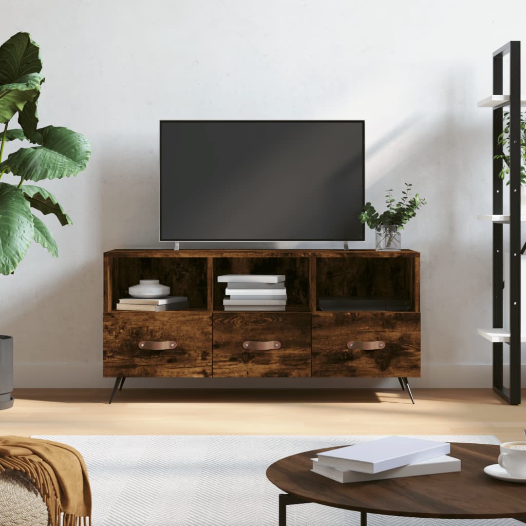 vidaXL TV skrinka dymový dub 102x36x50 cm kompozitné drevo