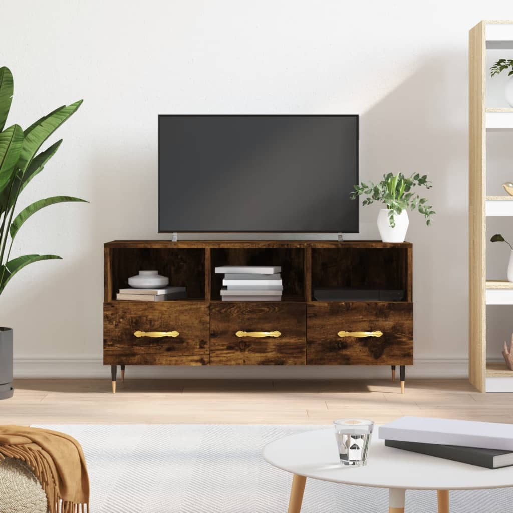 vidaXL TV skrinka dymový dub 102x36x50 cm kompozitné drevo