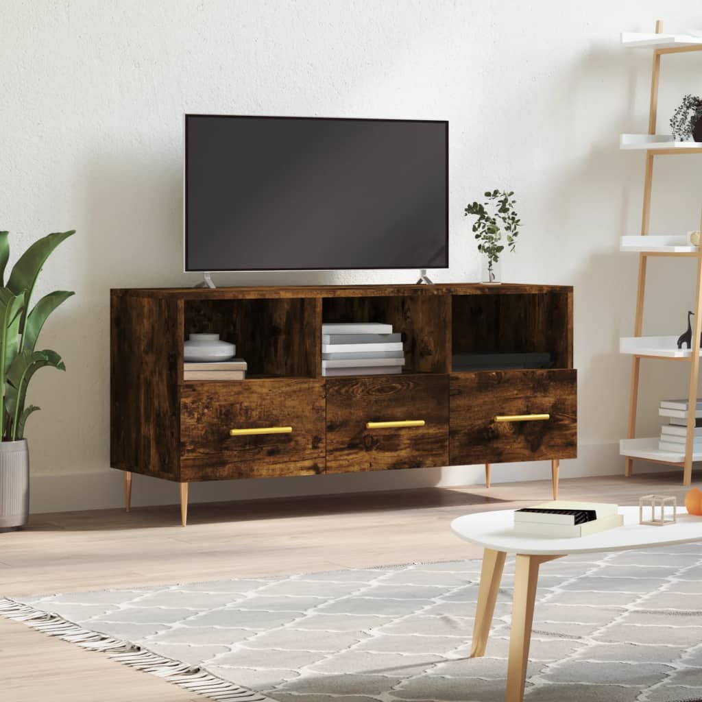 vidaXL TV skrinka dymový dub 102x36x50 cm kompozitné drevo