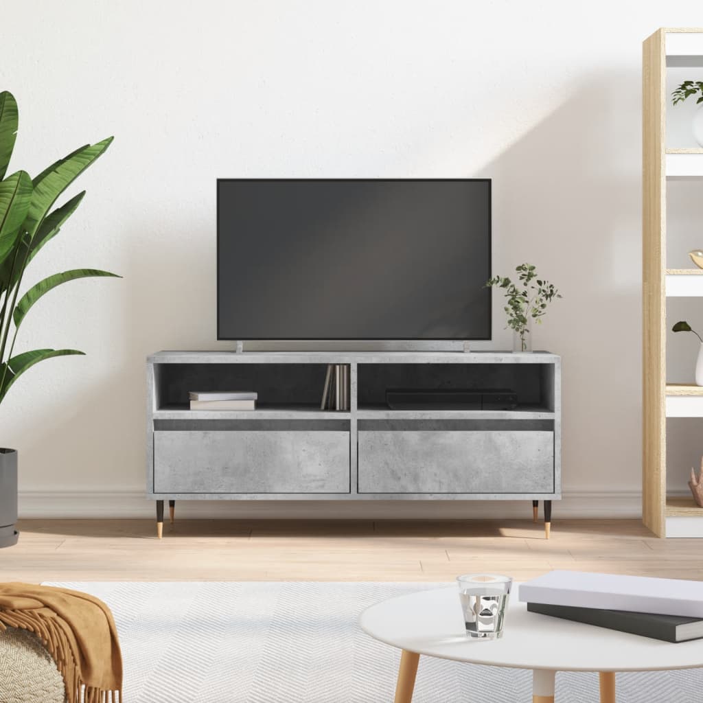 vidaXL TV skrinka betónová sivá 100x34,5x44,5 cm spracované drevo