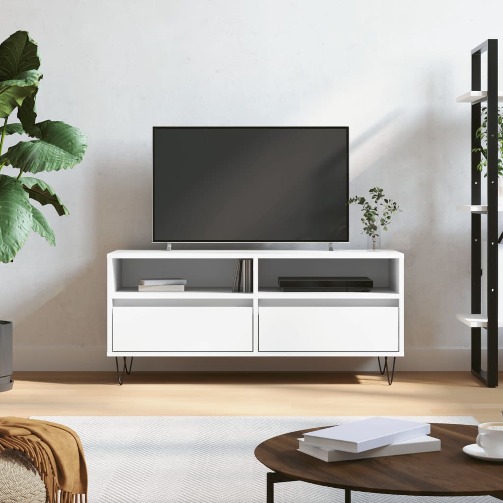 vidaXL TV skrinka biela 100x34,5x44,5 cm kompozitné drevo