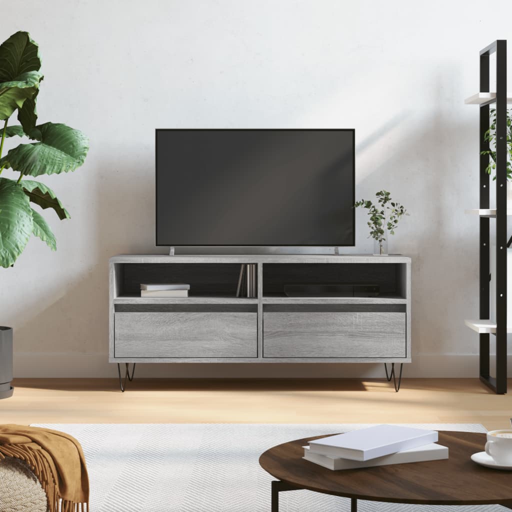 vidaXL TV skrinka sivý dub sonoma 100x34,5x44,5 cm spracované drevo