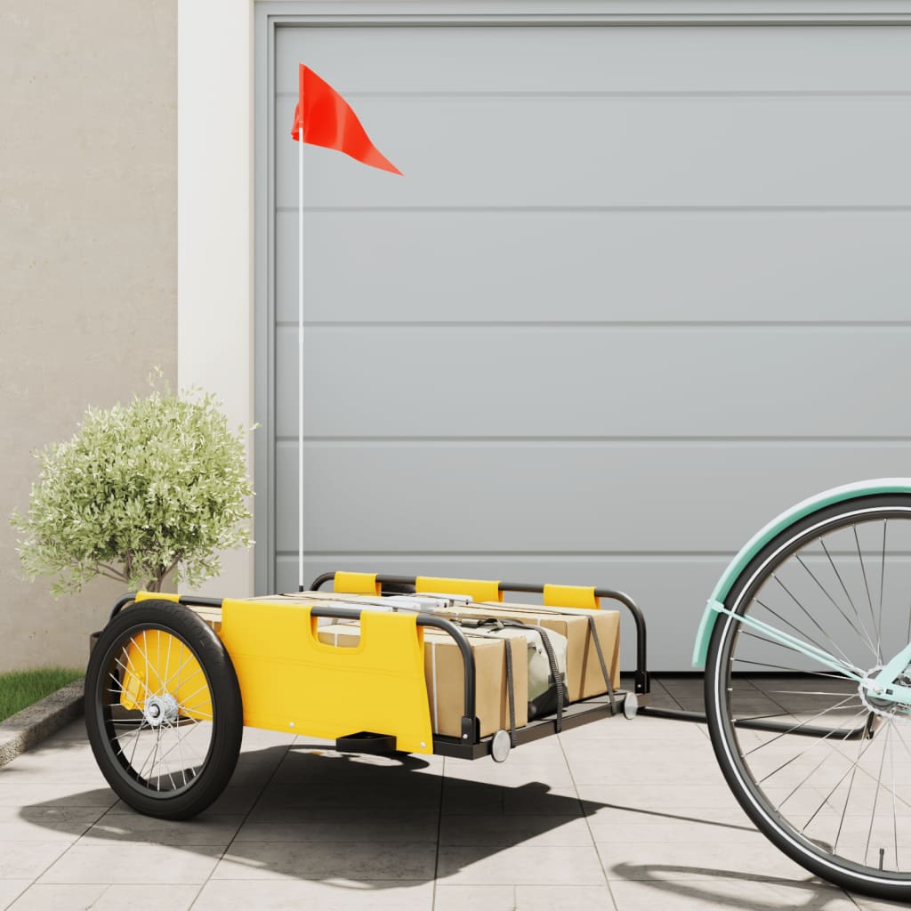 vidaXL Príves na bicykel žltý oxfordská látka a železo