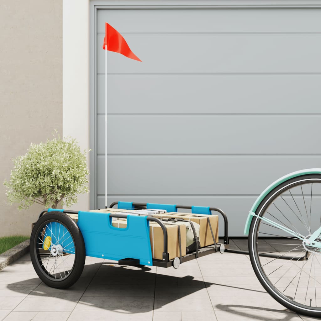 vidaXL Príves na bicykel modrý oxfordská látka a železo