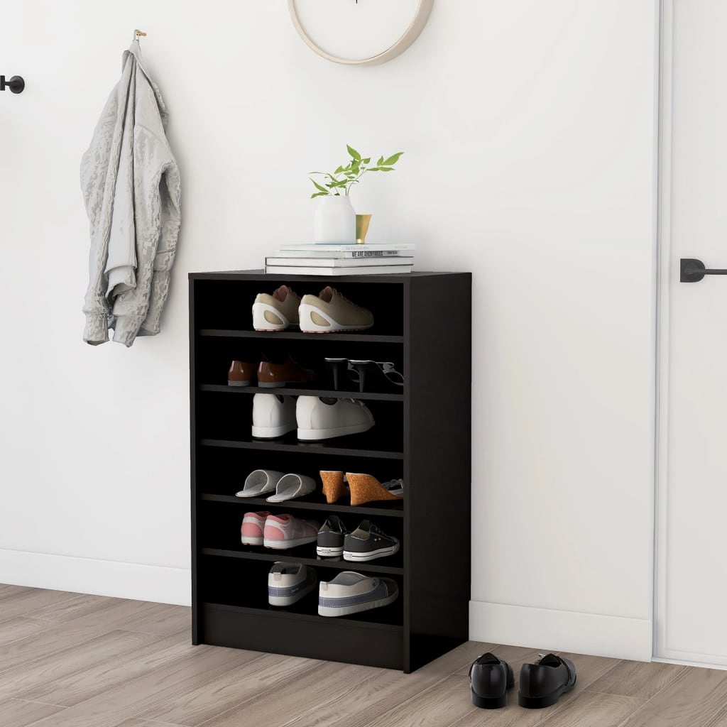 vidaXL Skrinka na topánky čierna 60x35x92 cm drevotrieska