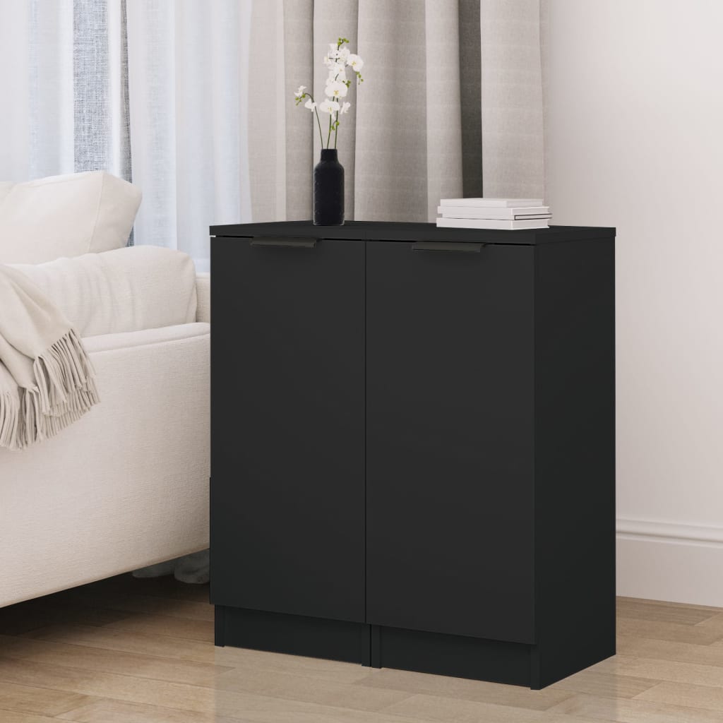 vidaXL Komody čierne 2 ks 30x30x70 cm kompozitné drevo