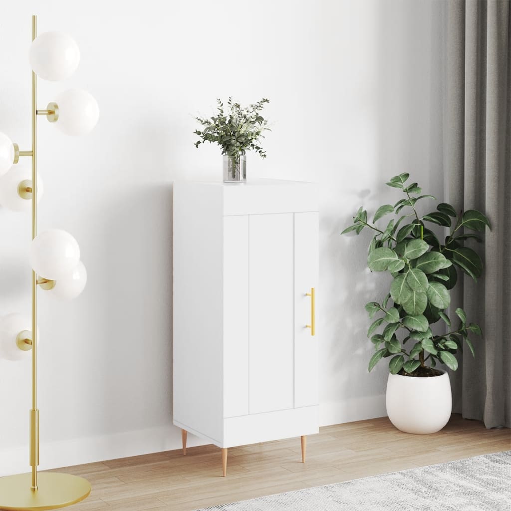 vidaXL Komoda biela 34,5x34x90 cm spracované drevo
