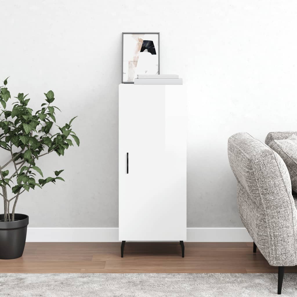 vidaXL Komoda lesklá biela 34,5x34x90 cm spracované drevo
