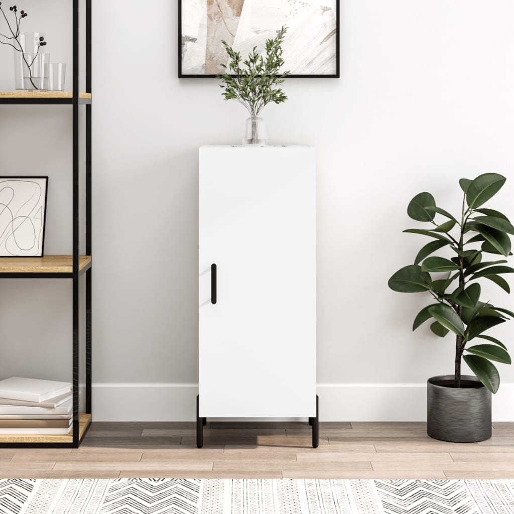 vidaXL Komoda biela 34,5x34x90 cm spracované drevo