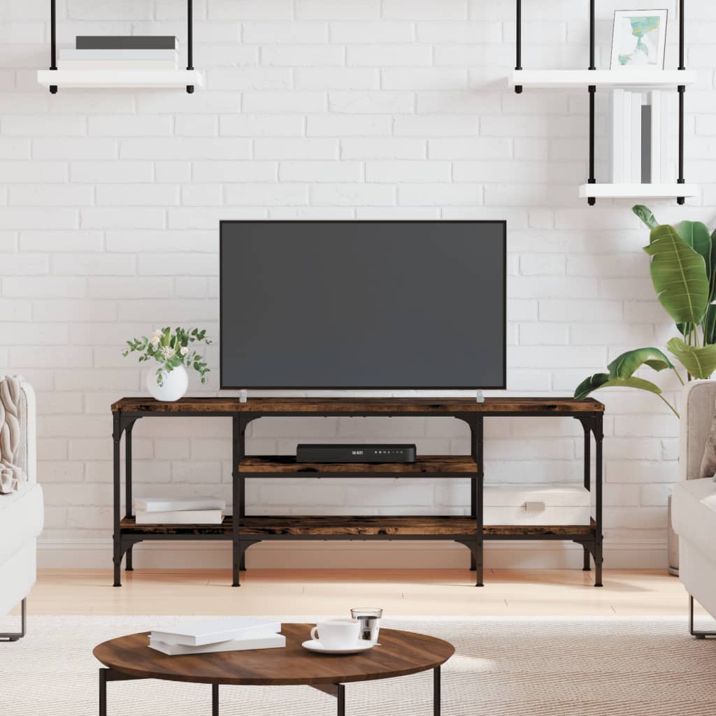 vidaXL TV skrinka dymový dub 121x35x45 cm kompozitné drevo a železo