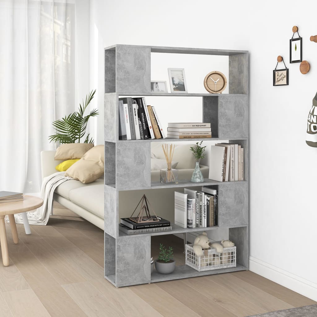 vidaXL Knižnica/deliaca stena betónovo sivá 100x24x155 cm drevotrieska