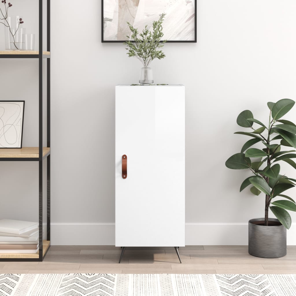 vidaXL Komoda lesklá biela 34,5x34x90 cm spracované drevo
