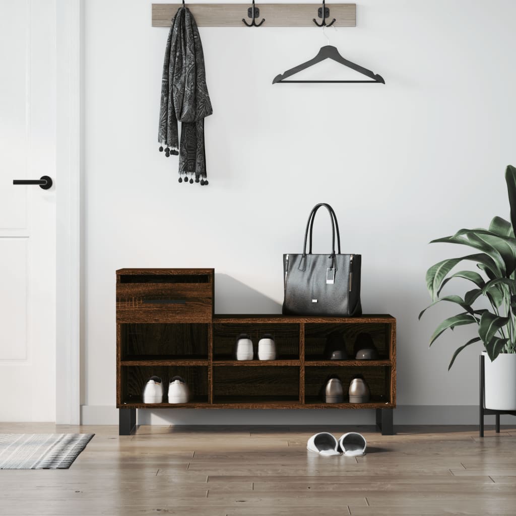 vidaXL Botník hnedý dub 102x36x60 cm spracované drevo