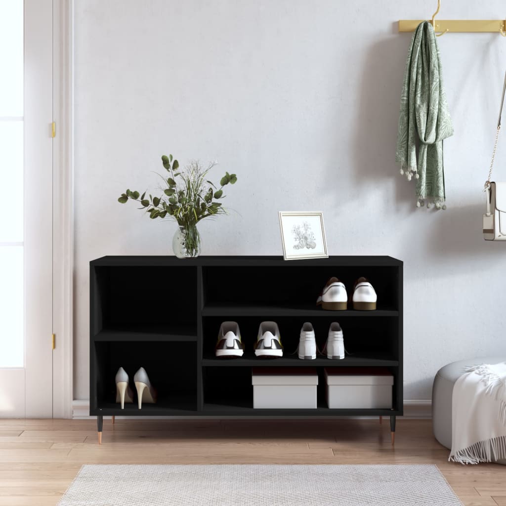 vidaXL Botník čierny 102x36x60 cm spracované drevo