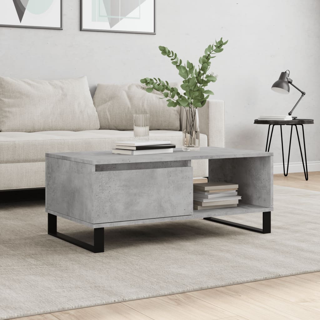 vidaXL Konferenčný stolík betónový sivý 90x50x36,5 cm spracované drevo
