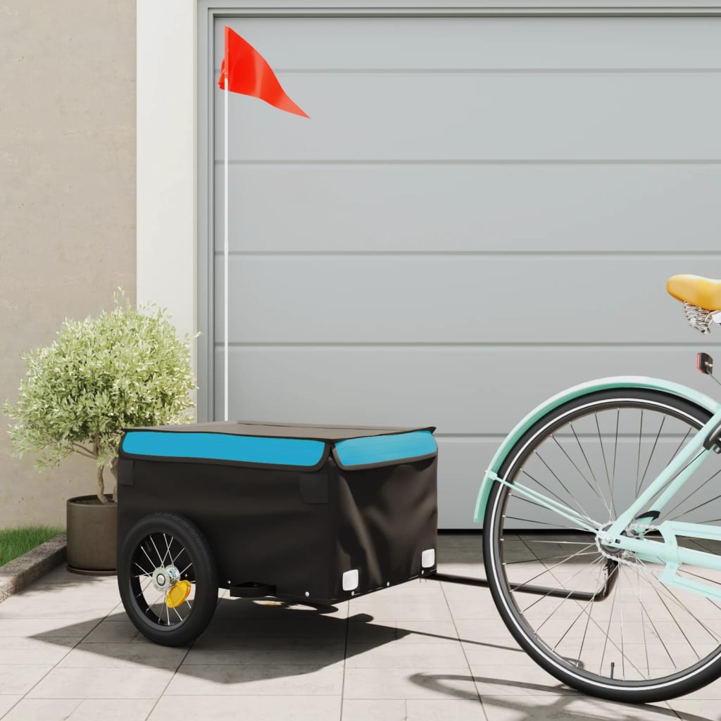 vidaXL Nákladný príves za bicykel čierno-modrý 30 kg železný
