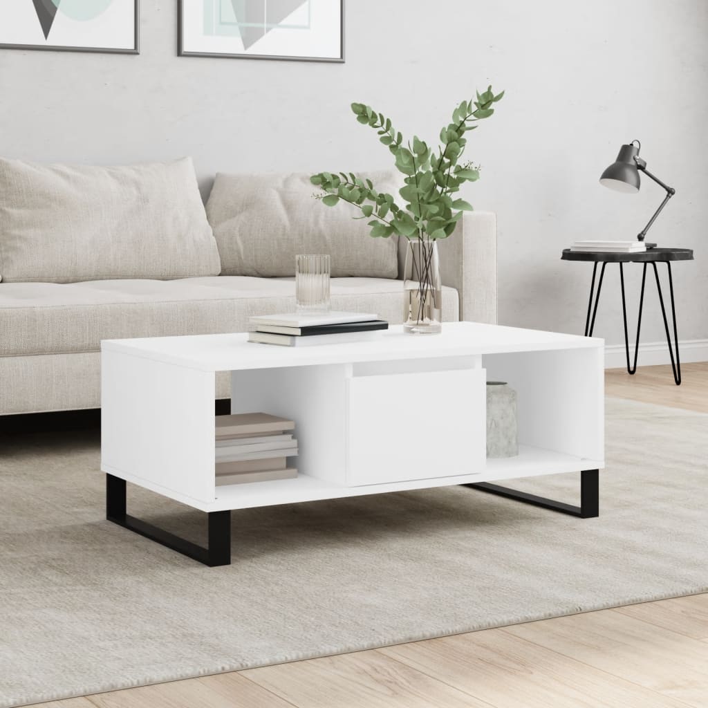 vidaXL Konferenčný stolík biely 90x50x36,5 cm spracované drevo