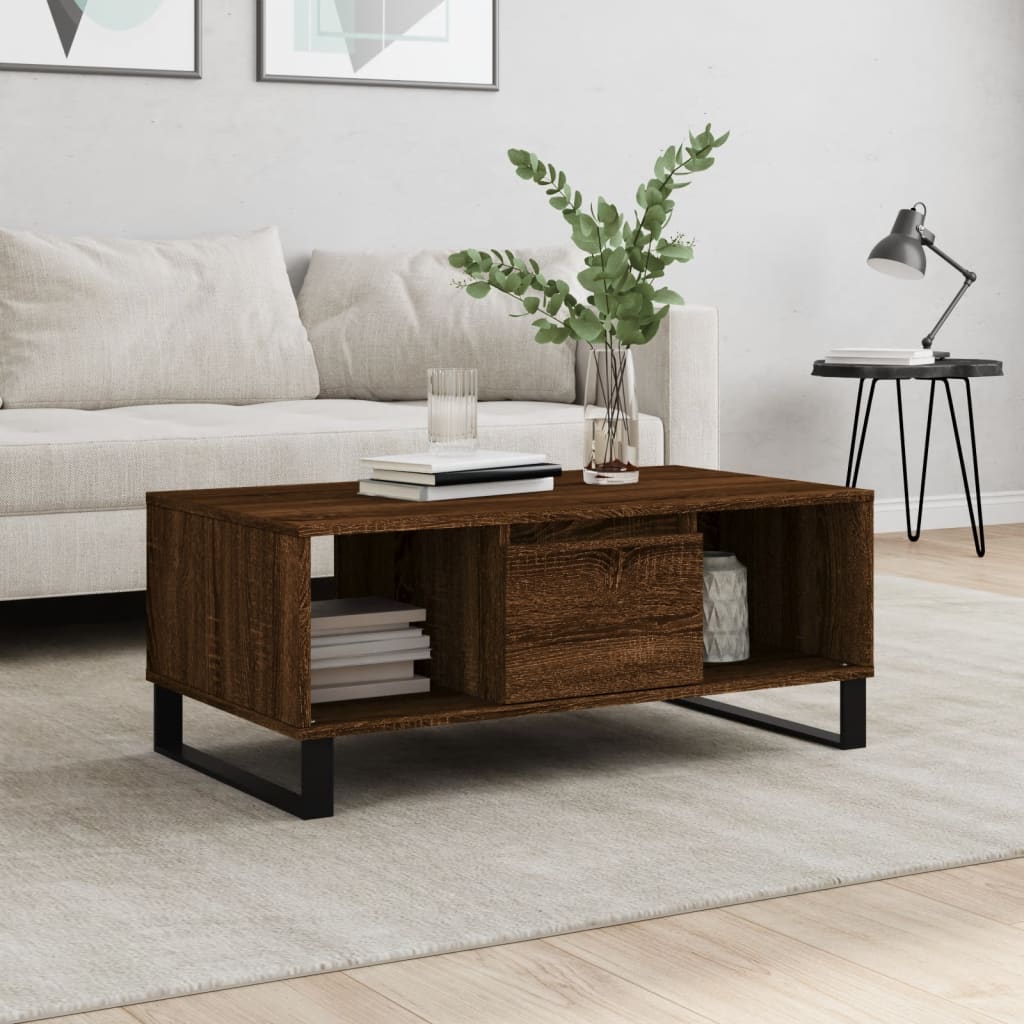 vidaXL Konferenčný stolík hnedý dub 90x50x36,5 cm spracované drevo