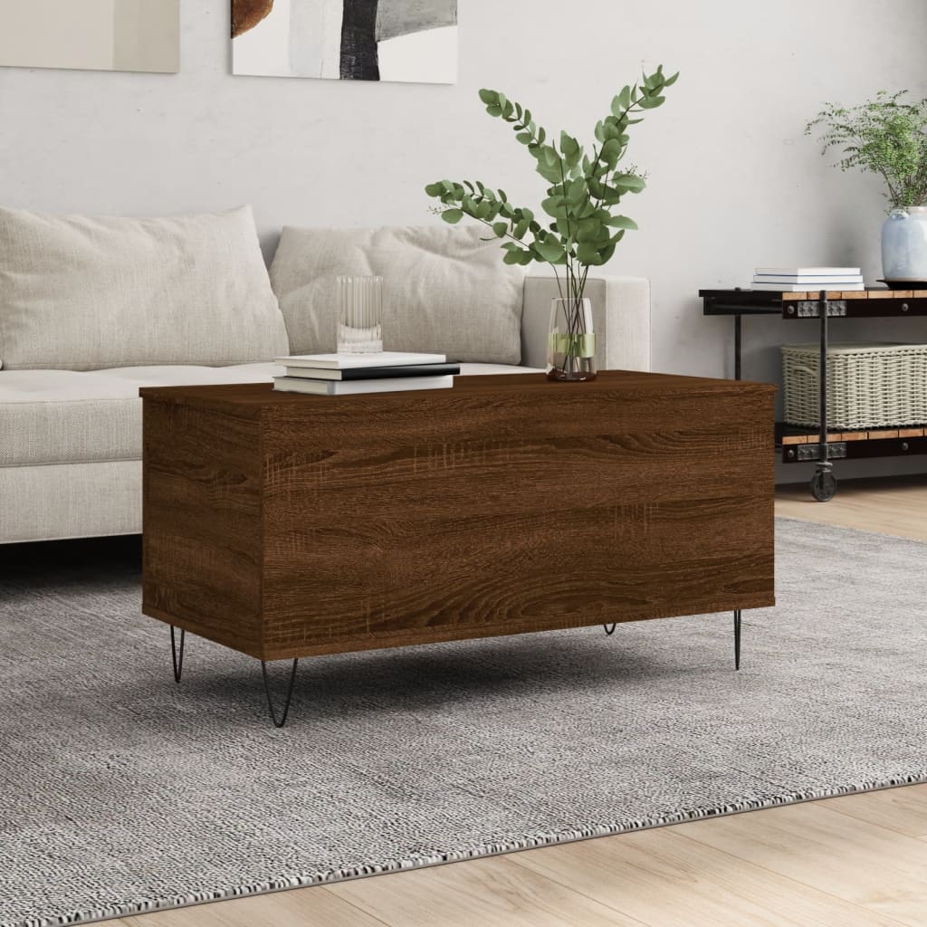 vidaXL Konferenčný stolík hnedý dub 90x44,5x45 cm spracované drevo