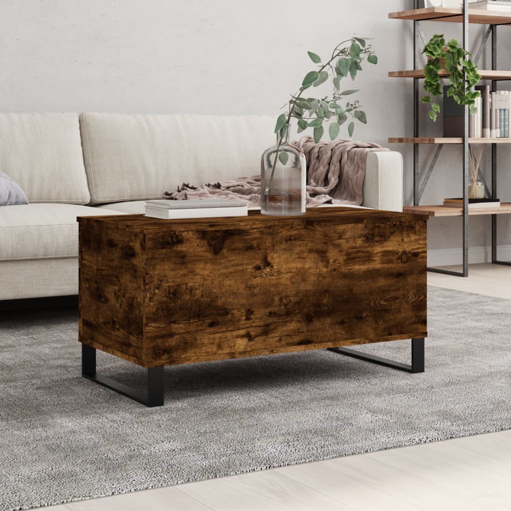 vidaXL Konferenčný stolík dymový dub 90x44,5x45 cm spracované drevo