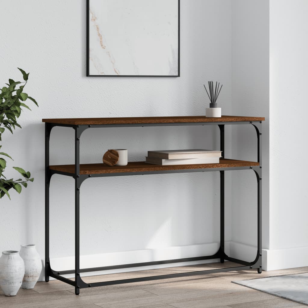 vidaXL Konzolový stolík hnedý dub 100x35,5x75 cm kompozitné drevo