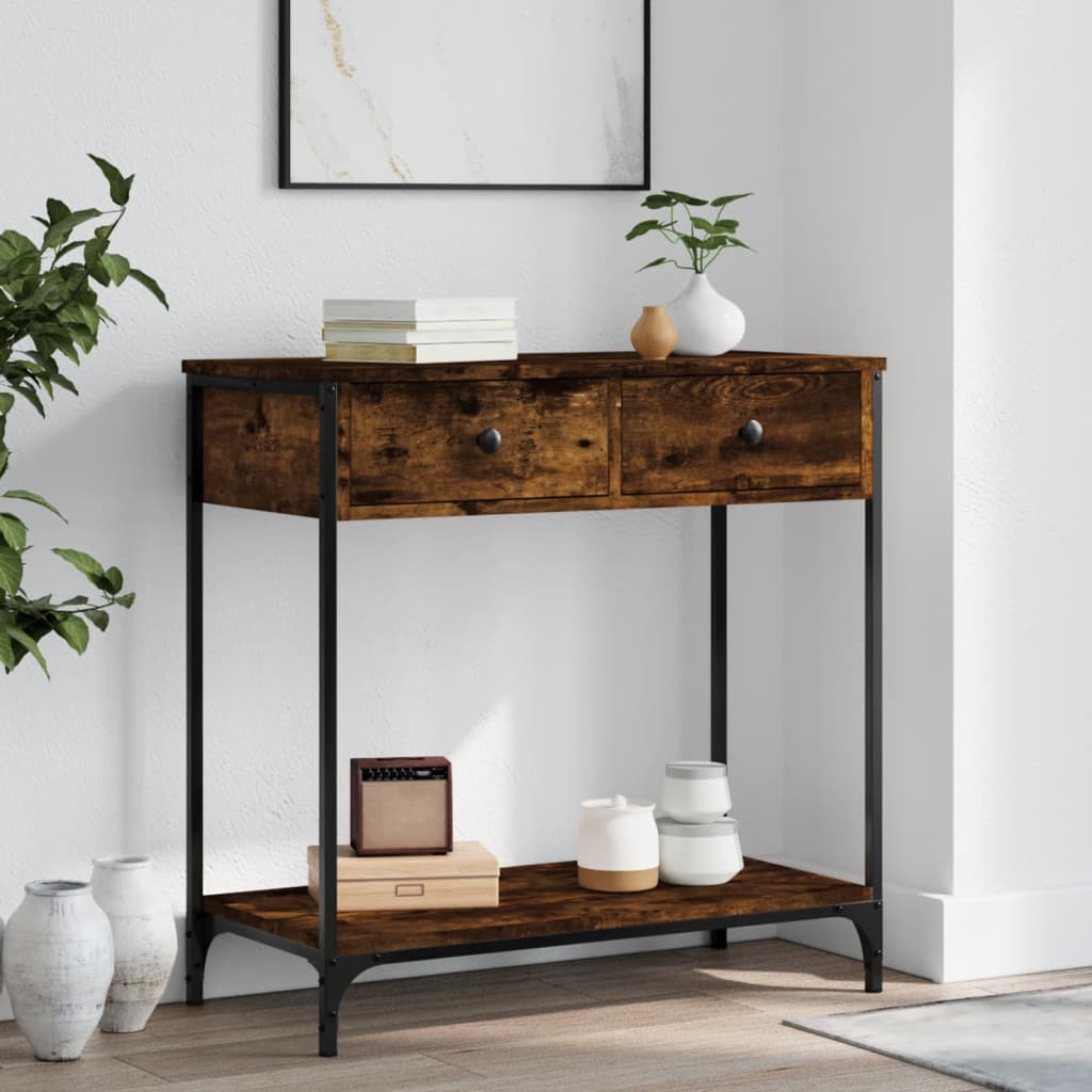 vidaXL Konzolový stolík dymový dub 75 x 34,5 x 75 cm kompozitné drevo