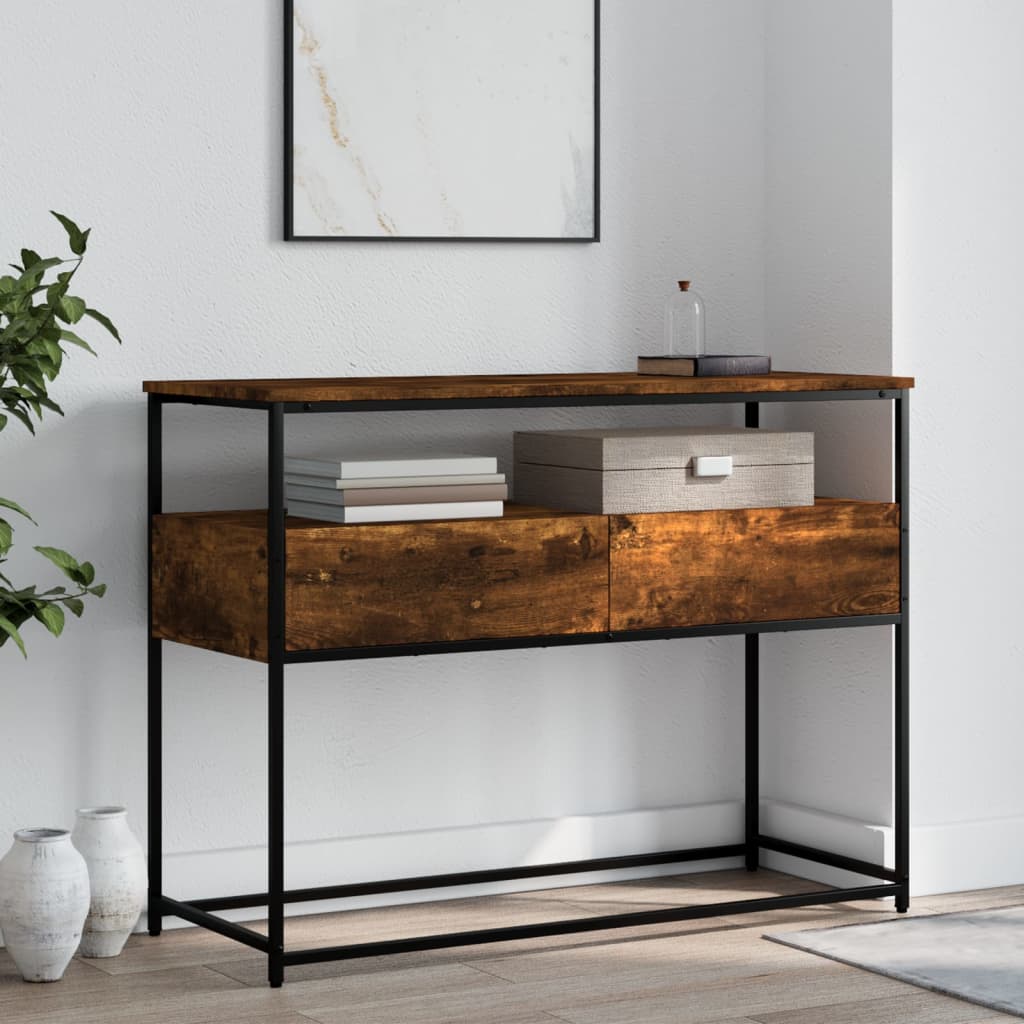 vidaXL Konzolový stolík dymový dub 100x40x75 cm kompozitné drevo