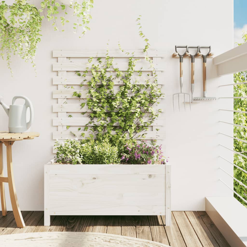 vidaXL Záhradný kvetináč s regálom 79x39,5x114 cm masívna borovica