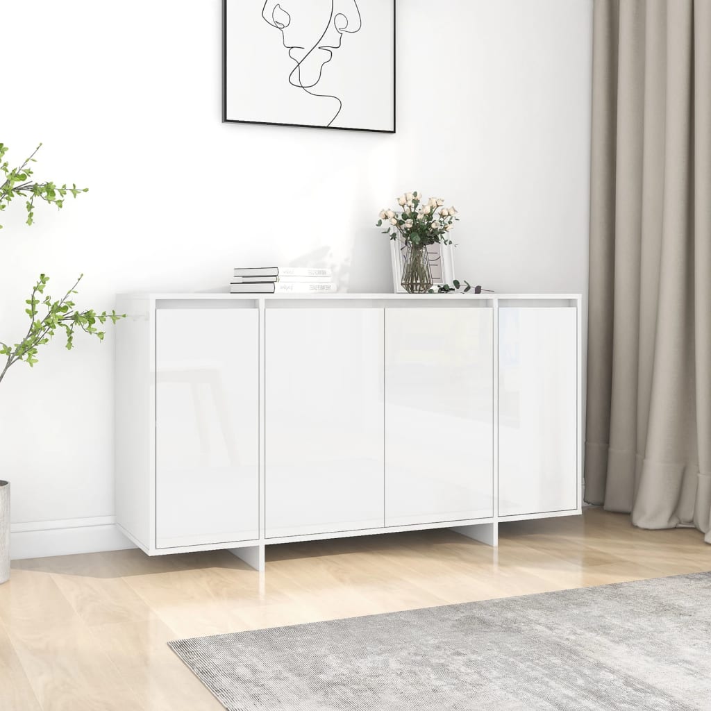 vidaXL Komoda lesklá biela 135x41x75 cm drevotrieska