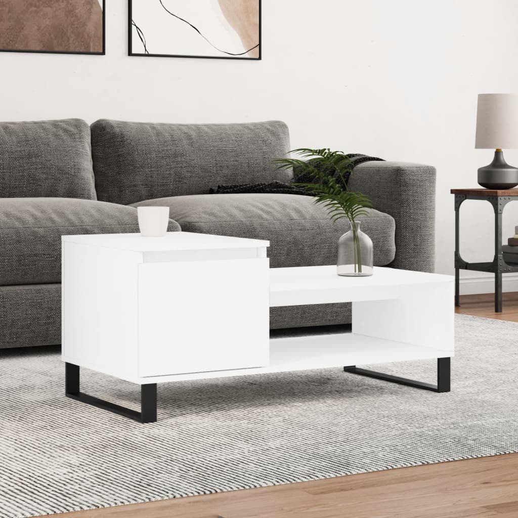 vidaXL Konferenčný stolík biely 100x50x45 cm spracované drevo