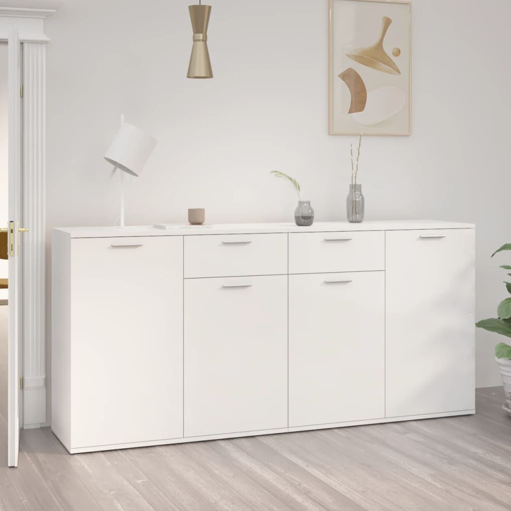 vidaXL Komoda lesklá biela 160x36x75 cm drevotrieska