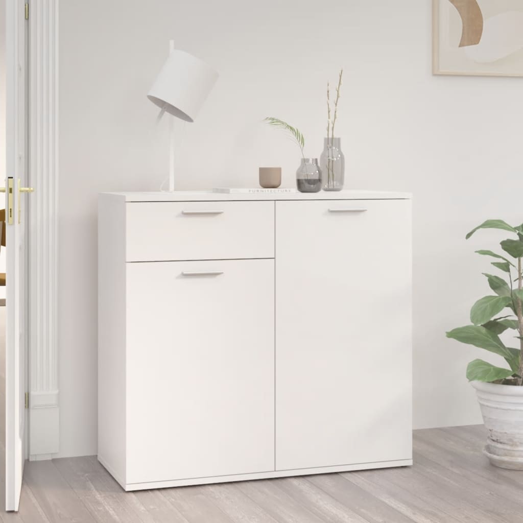 vidaXL Komoda, lesklá biela 80x36x75 cm, kompozitné drevo