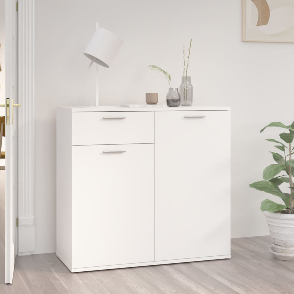 vidaXL Komoda, biela 80x36x75 cm, kompozitné drevo