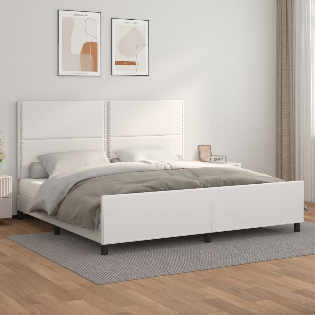vidaXL Posteľný rám s čelom biely 200x200 cm umelá koža