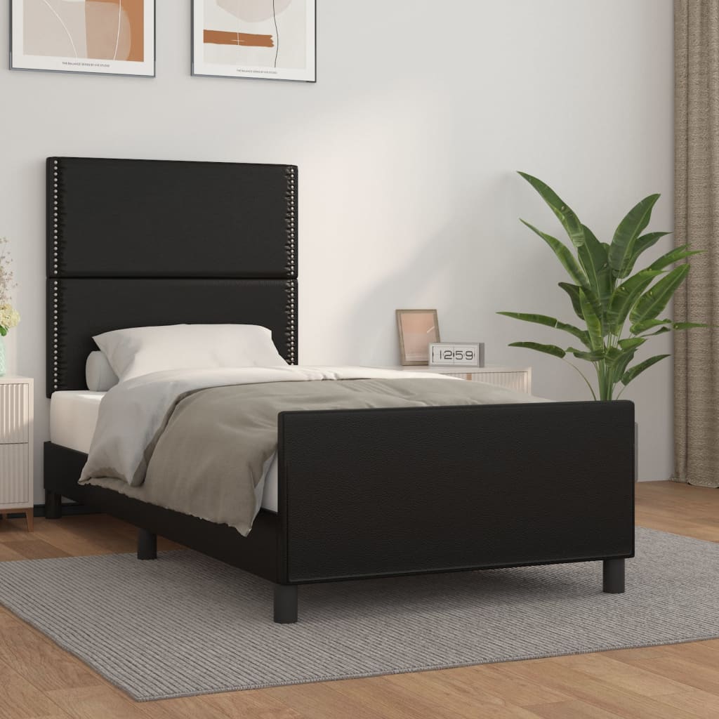 vidaXL Posteľný rám s čelom čierny 80x200 cm umelá koža