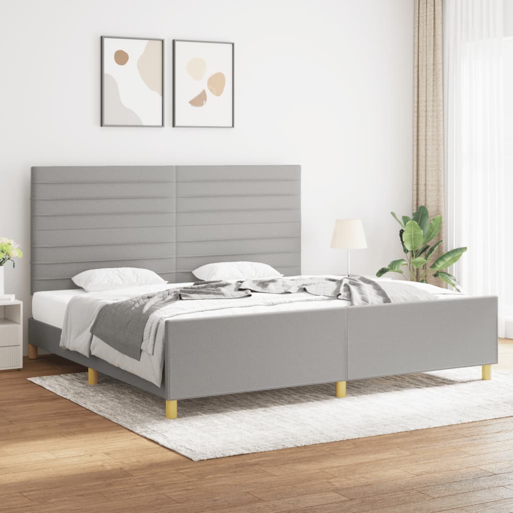 vidaXL Posteľný rám s čelom bledosivý 200x200 cm látka