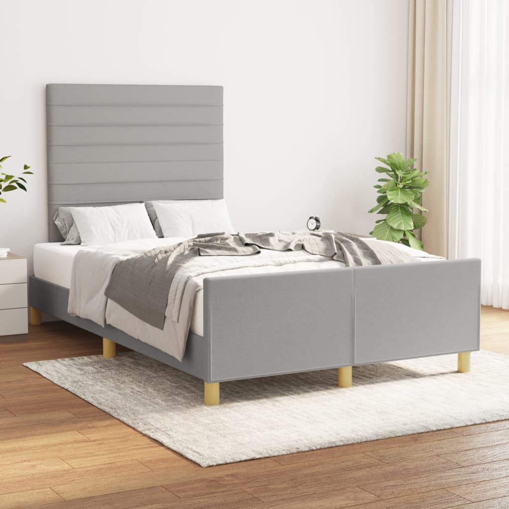 vidaXL Posteľný rám s čelom bledosivý 120x200 cm látka