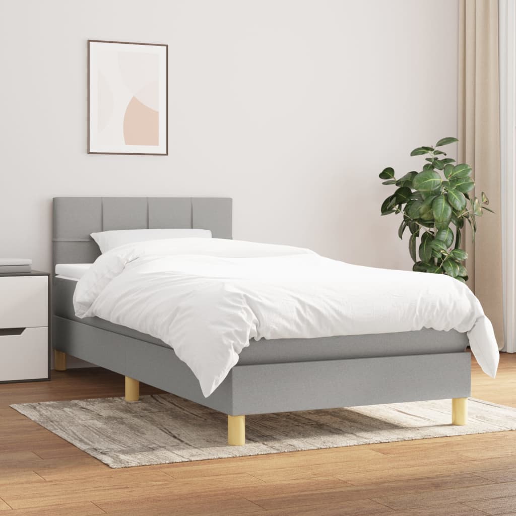 vidaXL Posteľný rám boxsping s matracom bledosivý 80x200 cm látka