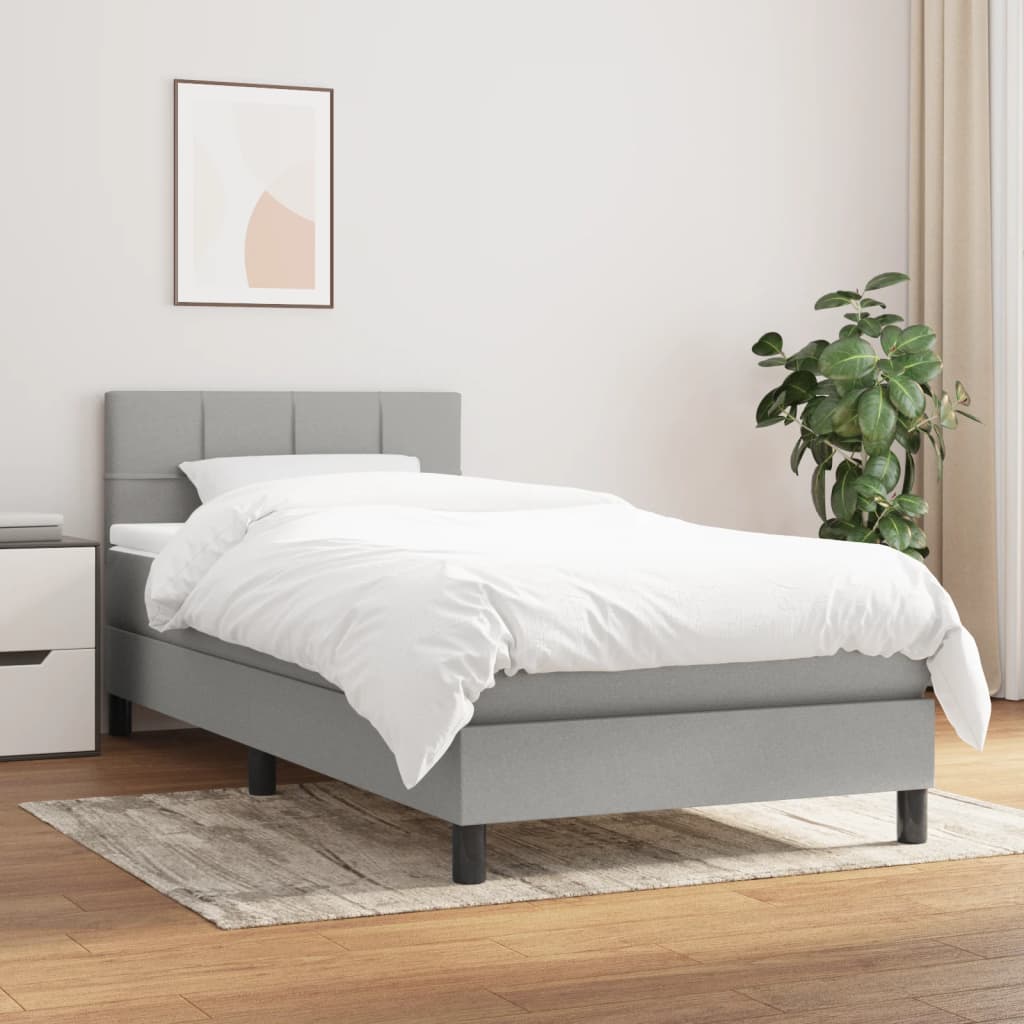 vidaXL Posteľný rám boxsping s matracom bledosivý 80x200 cm látka