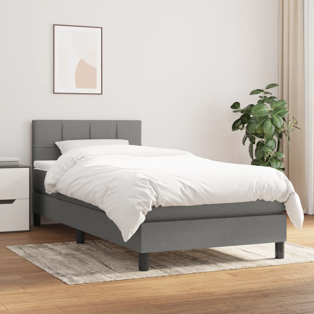 vidaXL Posteľný rám boxsping s matracom tmavosivý 80x200 cm látka
