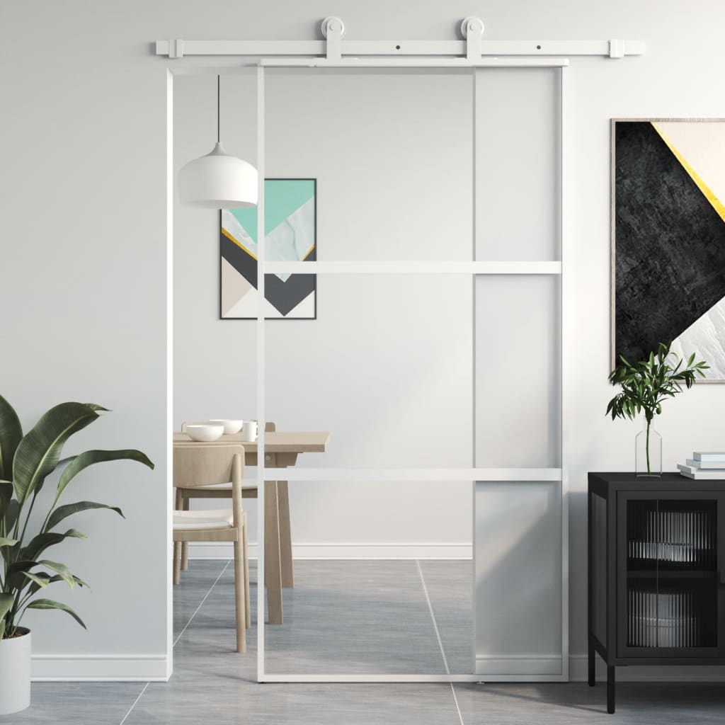 vidaXL Posuvné dvere biele 102,5x205 cm tvrdené sklo a hliník