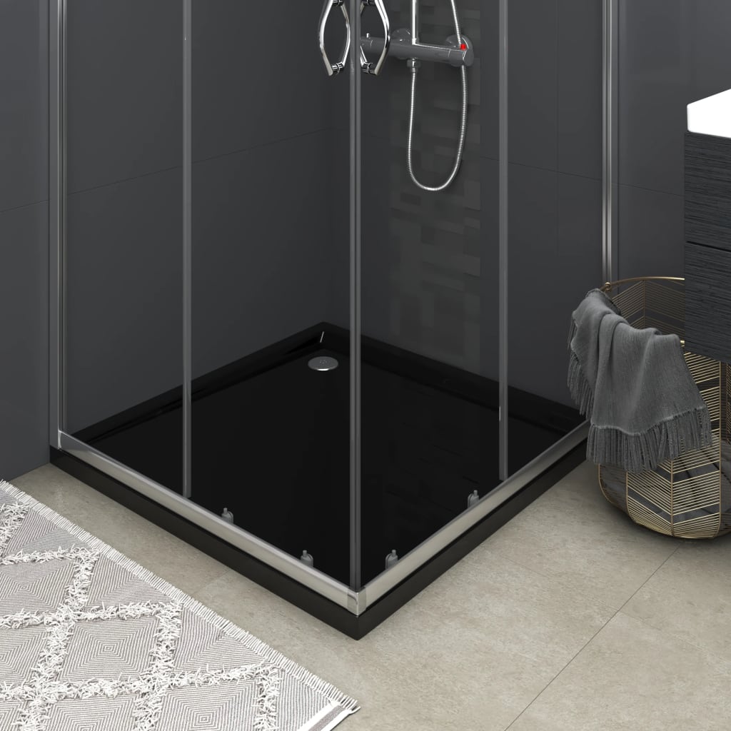 vidaXL Štvorcová sprchová vanička z ABS čierna 90x90 cm