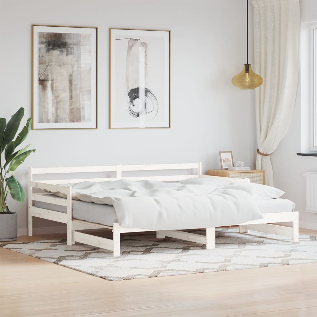 vidaXL Vysúvacia denná posteľ biela 90x190 cm masívna borovica