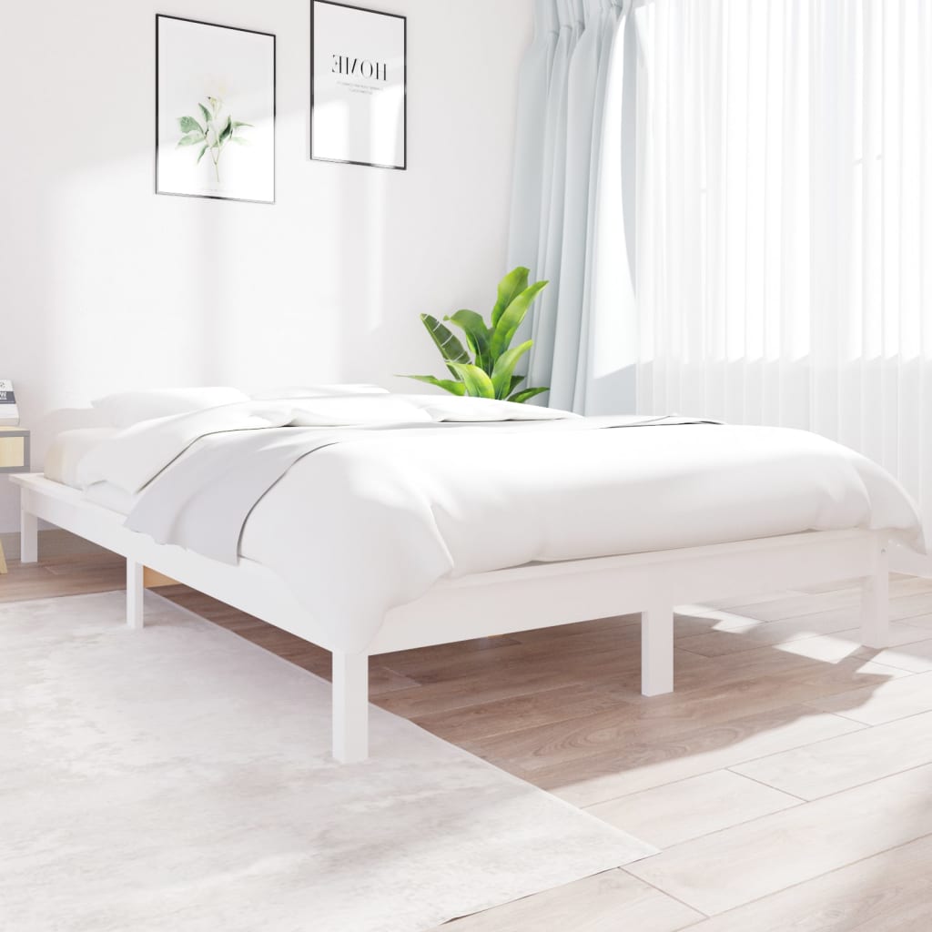 vidaXL Posteľný rám biely masívne borovicové drevo 160x200 cm